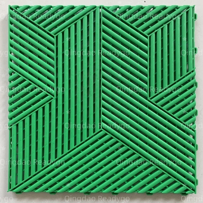 3D RIB Tekstur Waterproof Garage Floor Tiles Plastik Hijau Untuk Pabrik