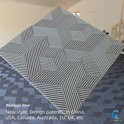 25000lbs Plastik Interlocking Garage Floor Tile 3D Kubik 400x400mm