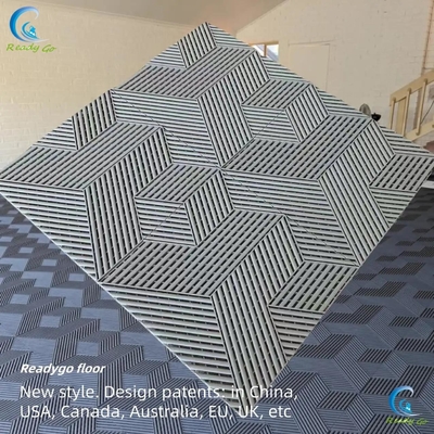 Fire Resistant Interlocking Garage Floor Tiles Mudah Untuk Menginstal 15.75 X 15.75 Inci 3D Kubik Hitam 0.7 Inci Ketebalan